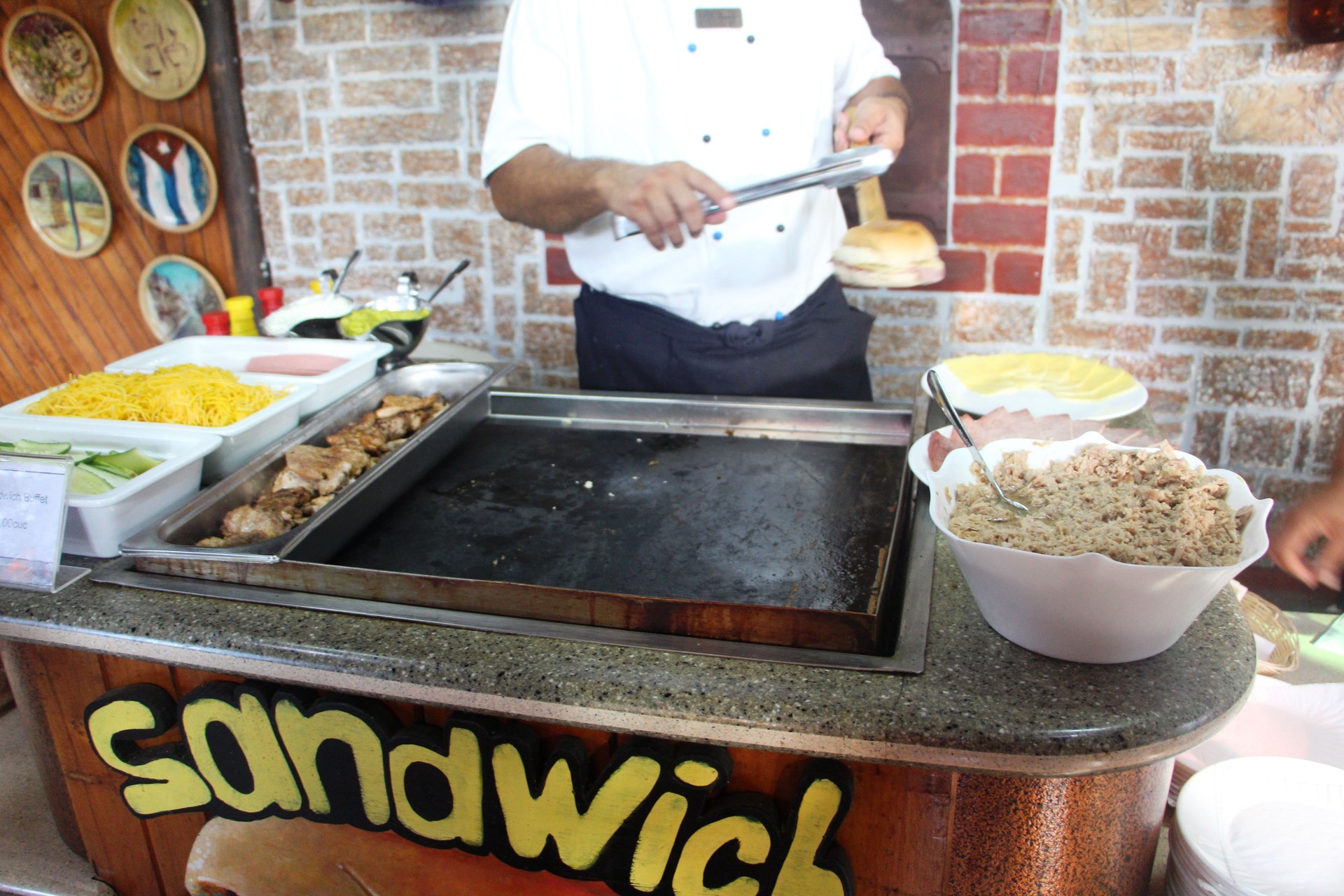 Cuba - street food - making a cuban sandwich